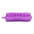 thumbnail image 4 of Depurador corporal de silicona Mango ergonómico de doble cara Masaje corporal de silicona seguro Cepillo corporal de silicona para el cabello corporal Púrpura, 4 of 14