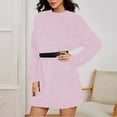thumbnail image 2 of HCURIBAD Oversized Sweater Dress for Women Women's Furry Pullover Sweater Dress Loose Oversized Long Knitted Tops, Long Sweater Pink 3XL, 2 of 4
