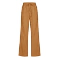 thumbnail image 4 of Womens Casual Linen High Waist Pants Drawstring Loose Fit Summer Pants Trousers with Side Pockets Ginger XL, 4 of 4