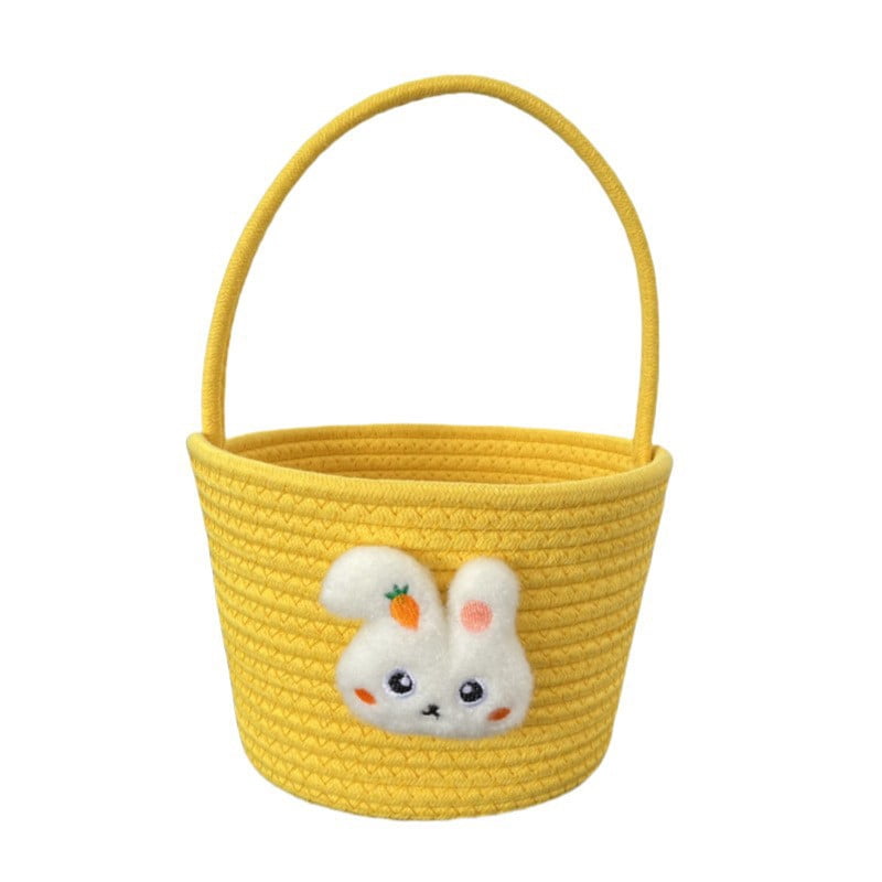 Easter Bunny Basket for Kids, Pink Easter Egg Hunt Basket with Handle, Cute Easter Candy Basket for Easter Gifts and Holiday Decorations
