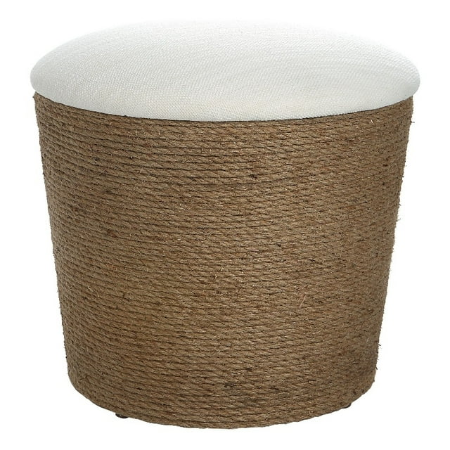 Uttermost Tabouret de Rangement en Bois et Tissu Côtier Brun/blanc Cassé