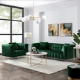 thumbnail image 3 of Inspired Home Grant Hunter Green Velvet Sofa - Biscuit Tufted | Lucite Leg | Sinuous Springs, 3 of 11