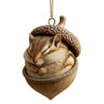 thumbnail image 2 of YiFudd 3D Woodland Christmas Ornaments – 3D Acorn Decor with Sleeping Chipmunk for Forest Animal Decor, Chipmunk, 2 of 4