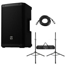 Electro-Voice ZLX-G2 8" 1000W 2-Way Bluetooth Powered Loudspeaker, Black, Bundle with Stands and Cable