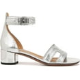 thumbnail image 2 of Franco Sarto Women's Nora Ankle Strap Low Block Heel Sandal Silver Metallic 8.5M, 2 of 5