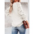 thumbnail image 2 of Jersey de punto para mujer, elegante jersey de cuello redondo, manga larga, suéter de punto grueso, 2 of 5