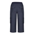 thumbnail image 4 of Pants for Women Work Drawstring Cropped Cargo Capris With Pockets for Outdoor Hiking Palazzo Wide Leg Pants, 4 of 4