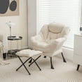 thumbnail image 2 of Gymax Lazy Sofa Chair Accent Leisure Armchair with Folding Footrest & Storage Pocket Beige, 2 of 10