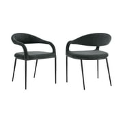 Morgan Upholstered Dining Chair with Matte Black Iron and Charcoal Fabric - Set of 2