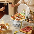 thumbnail image 2 of Yiwa Ensemble de 2 Plats Anti-Frottement pour Buffet, Plats Ronds de 5 Qt pour Buffet avec Support de Couvercle et Couvercle en Verre, Ensembles de Réchauds et Réchauds de Buffet en Acier Inoxydable pour Fêtes, Mariage, Camping, Souper, 2 of 7