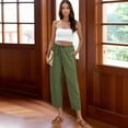 thumbnail image 5 of Women's 2026 Summer High Waisted Wide Leg Palazzo Capri Hem Casual Loose Flowy Cropped Beach Lounge Pants, Army Green L, 5 of 7