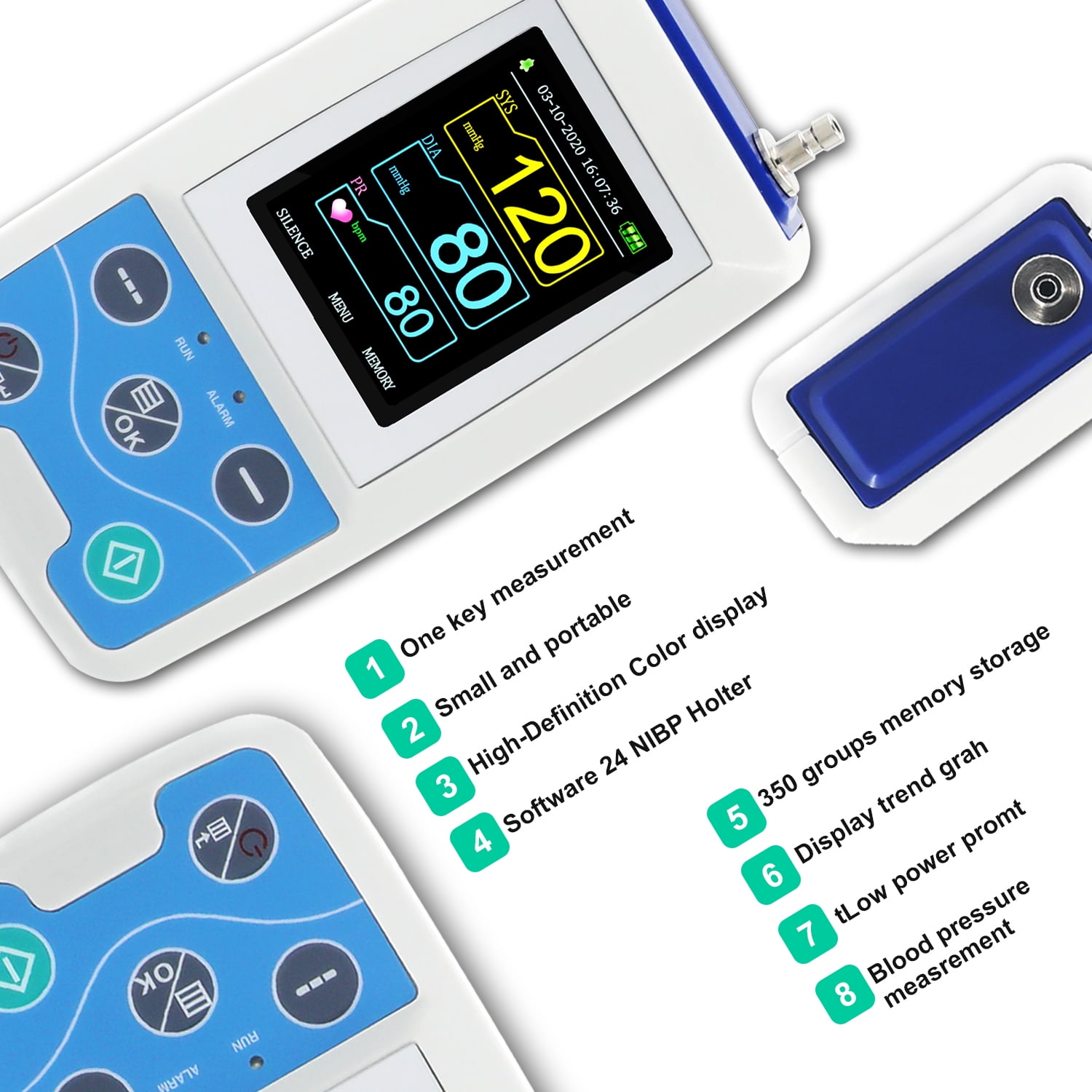 24 hours EKG Monitor Holter with oximeter ，thermometer Blood Pressure  Monitor