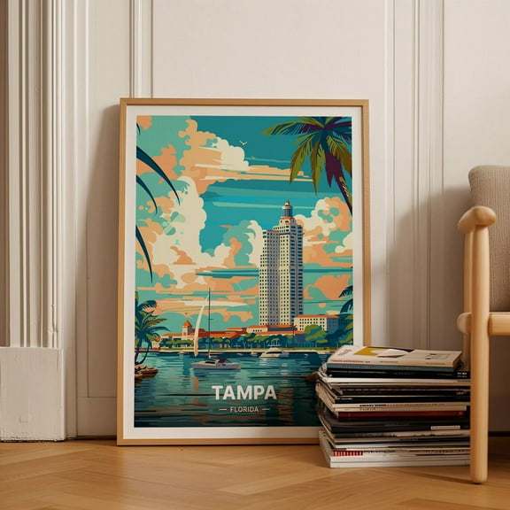 Tampa Beach Travel Poster, Florida City Wall Art, Home Decor, Gift For Travel Enthusiasts And Art Collectors Wall Art, Modern Wall Decor, 8x12 UNFRAMED
