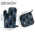 thumbnail image 2 of 2 PCS Oven Baking Gloves Set Heat Resistant Oven Mitt & Pot Holder Set Cooking Mitts Kitchen Home Supplies Black Cats and Mystical Symbols, 2 of 5