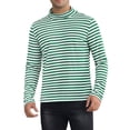 thumbnail image 1 of Camiseta de cuello alto a rayas INSPIRE CHIC para hombre, de manga larga, pulóver, camiseta a rayas 2XL verde y blanca, 1 of 6