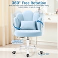 thumbnail image 5 of COOLHUT Vanity Chair, Velvet Petal Vanity Makeup Chair with Lumber Support, Home Office Desk Chair with Wheels, Height Adjustable Computer Work Chair for Bedroom, Living Room, Blue, 5 of 10