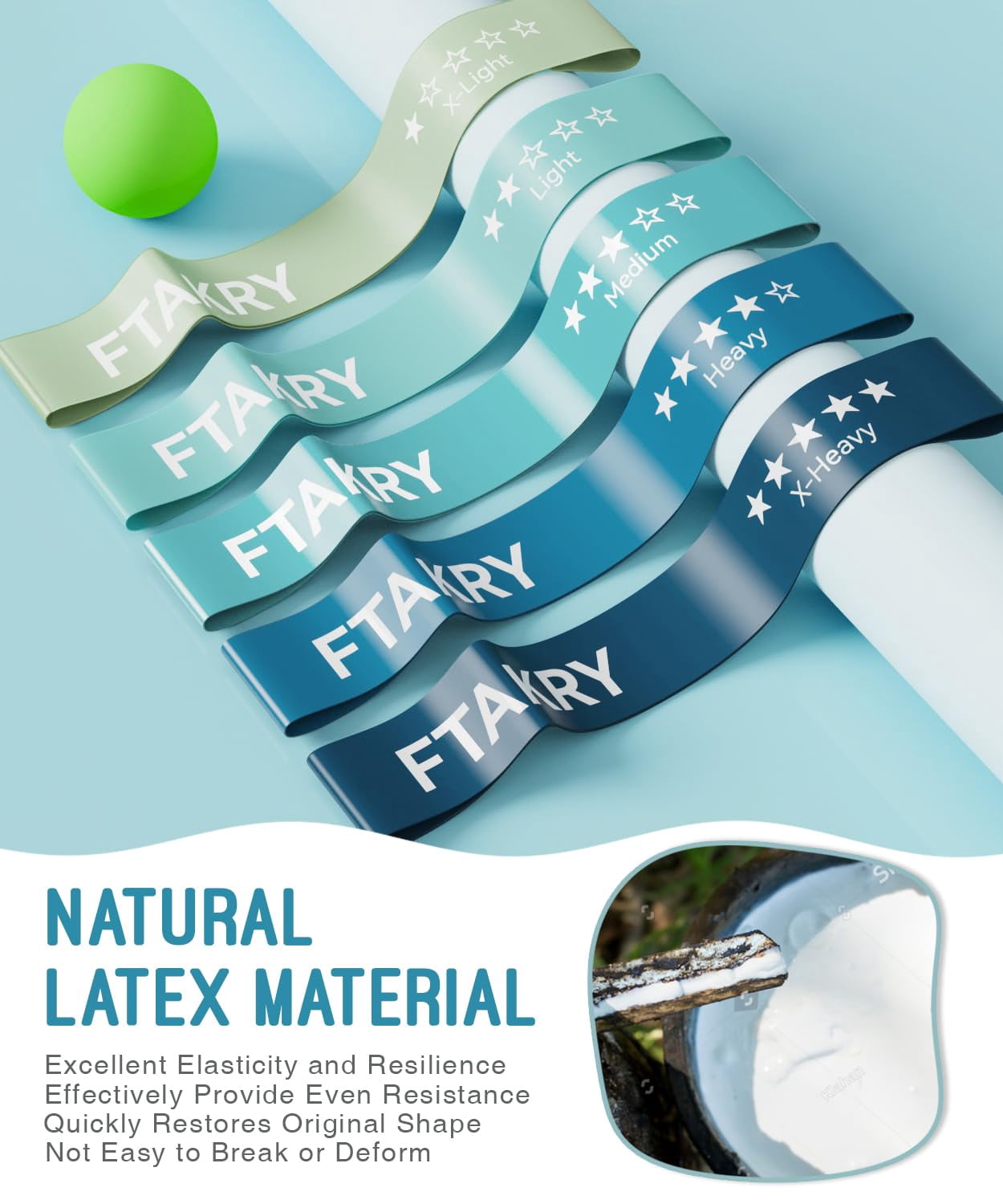 Resistance Bands for Working Out, Exercise Bands with 5 Resistance Levels, Natural Latex Resistance Bands Designed for Home Fitness, Strength Training and Flexibility Exercises