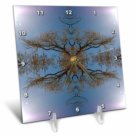 3dRose Tree Vines Illuminated - Desk Clock, 6 by 6-inch