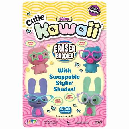 Ja-Ru Kawaii Cutie Eraser Buddies Playset, 1 Piece Set Plastic, All Ages Novelty Toy