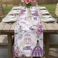 thumbnail image 5 of Happy Birthday Cotton Linen Table Runner for Dining Kitchen, Purple Luxury Dress Crown Carriage Flowers Wedding Outdoor Party Tablerunners, Dresser Scarf Coffee Tablecloth Runners 13x72 Inches, 5 of 8