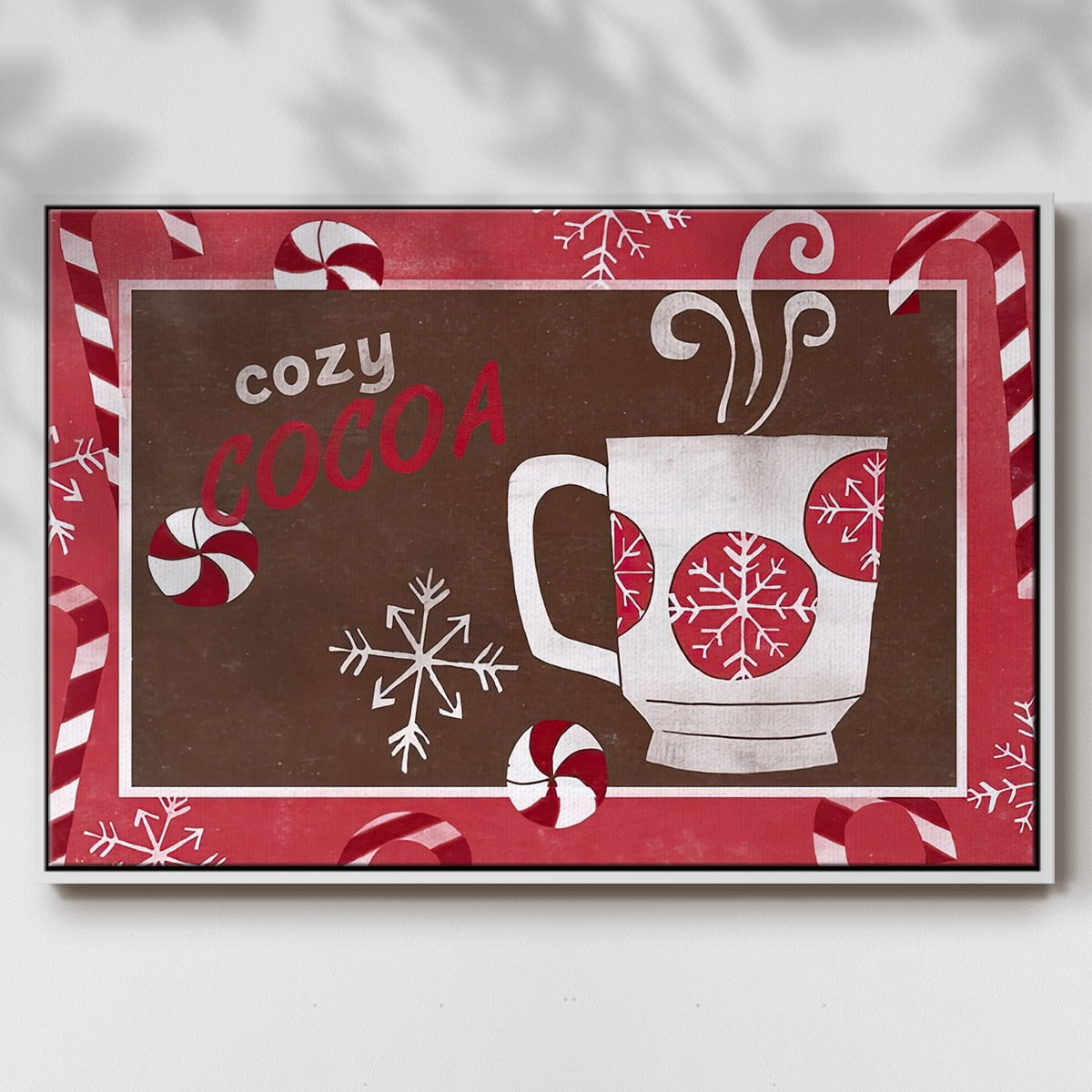 Cozy Cocoa Christmas Collection A - Framed Gallery Wrapped Holiday Canvas - 25 x 37 - White Frame