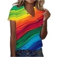 thumbnail image 2 of Busydd Womens Tops Summer V Neck Short Sleeve T-Shirts Tie Dye LGBT Pride Shirts Casual Loose Button Equality Blouses Fashion Funny Graphic Tee Tops Plus Size Tops for Women S-5XL, 2 of 5