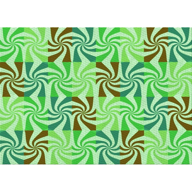 Ahgly Company Machine Washable Indoor Rectangle Transitional Jade Green Area Rugs, 8' x 10'