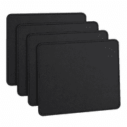 PLERISE 4 Pack Gaming Mouse Pad with Anti-Fray Stitched Edges, Waterproof Surface & Non-Slip Rubber Base, Compatible with Laser and Optical Mice for Laptop - Black