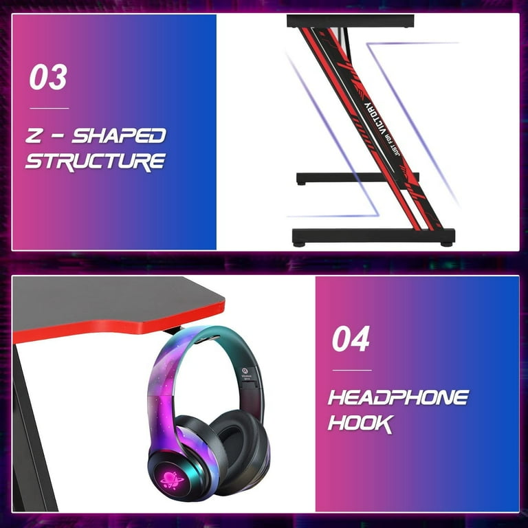 BestOffice 47 inch Z Shaped Ergonomic Gaming Desk, Steel BestOffice 47 inch Z Shaped Ergonomic Gaming Desk, Steel