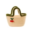 thumbnail image 2 of Bolso De Algodón Bolso de mano grande de algodón tejido con cerezas,ideal para la playa,para el día a día y para viajar (beige,1 unidad). Rkxzt, 2 of 8