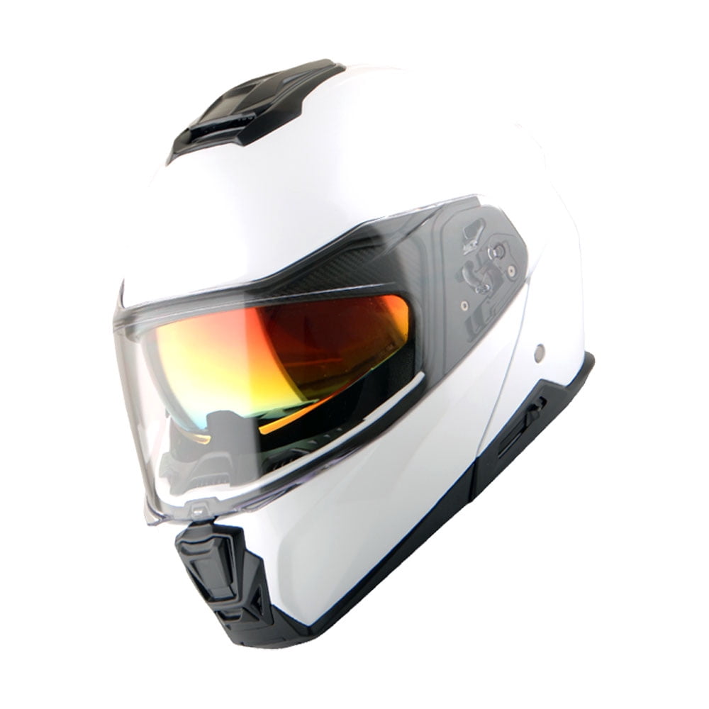 Martian Motorcycle Modular Full Face Helmet Flip up Dual Visor Sun Shield: HG362 Glossy White