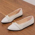 thumbnail image 4 of Miluxas Women's Pearl Decoration Flats Fashion Pointed Toe Bow Slip-on Flat Shoes Low top Comfortable Dress Shoes White 9.5(43), 4 of 8