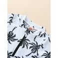 thumbnail image 4 of xiaxaixu Baby Boys Rash Guard Swimsuit, Cute Shark/Tree Print Short Sleeve Zip Up Swimwear, 4 of 9