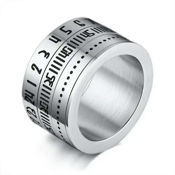 New Silver Spinner Arabic Numerals Band Mens 316L Stainless Steel Ring Size 7-13