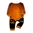 thumbnail image 4 of HTHLVMD Family Matching Sleepwear, Bat Print Pajamas, Halloween Gradient Orange Bat Bottom Print Family Matching Pajamas, Crew Neck Long Sleeve 2pcs Holiday Loungewear, 12 Months, 4 of 4