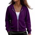 thumbnail image 5 of UDAUDU Zip Up Hoodie Women Fleece Jacket Comfort Oversized Sweatshirt Cozy Hooded Sweatshirt 2026 Fall Fashion Coats with Pockets Dark Purple S, 5 of 6