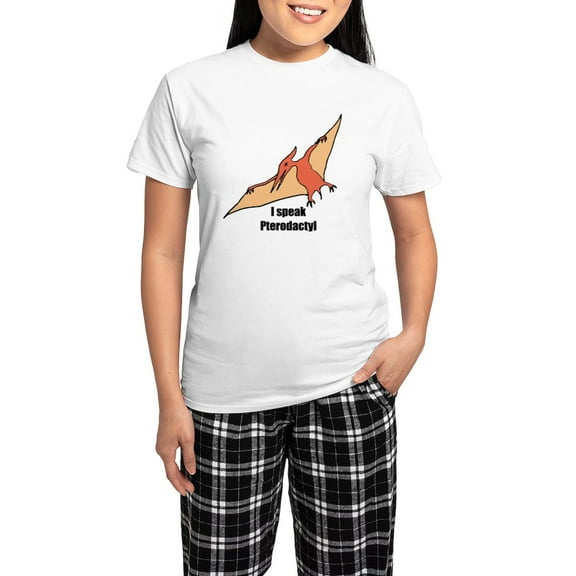 CafePress - I Speak Pterodactyl Women's Light Pajamas - Women's Short Sleeve Print T-Shirt and Pants Light Cotton Pajama Set