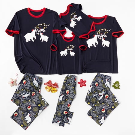 PatPat Family Matching Lovely Bear Wearing Christmas Hat Pajamas Set ...