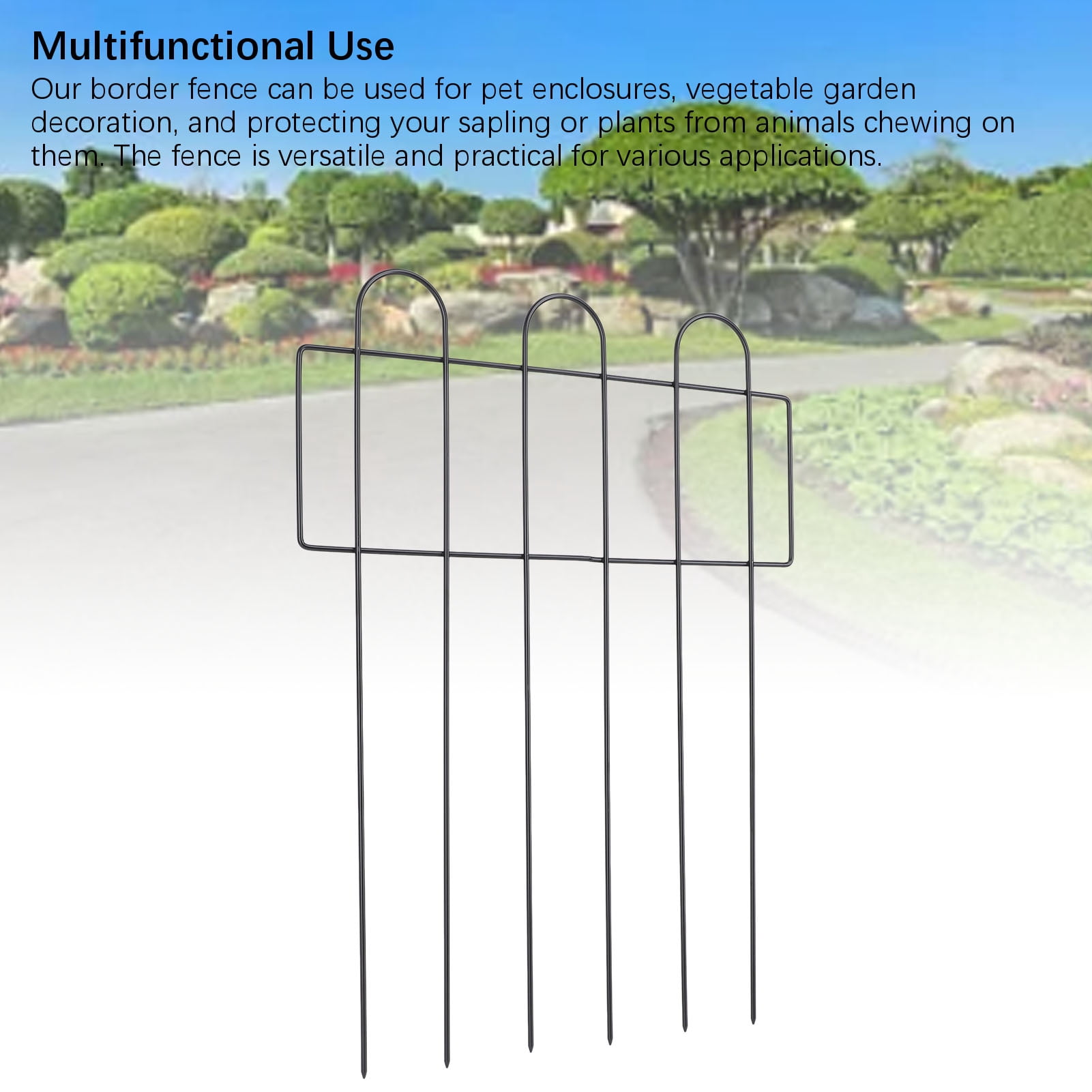 Riousery Decorative Garden Fence Iron Metal Wire Animal Barrier for Outdoor Flower Bed Edging 10 Pcs