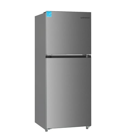 Upstreman 11.6 Cu.Ft. Double Door Fridge in Stainless Steel with Large Capacity Top Freezer