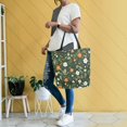 thumbnail image 4 of FORMRS Womens Canvas Tote Bag with Zipper Inner Pocket Shoulder Handbag, Green Flowers Pattern, 4 of 7