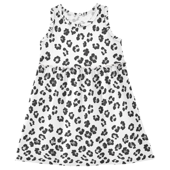 joogoo Girls Sleeveless Dress Leopard Pattern White Stylish Short Sleeve Dresses 4T