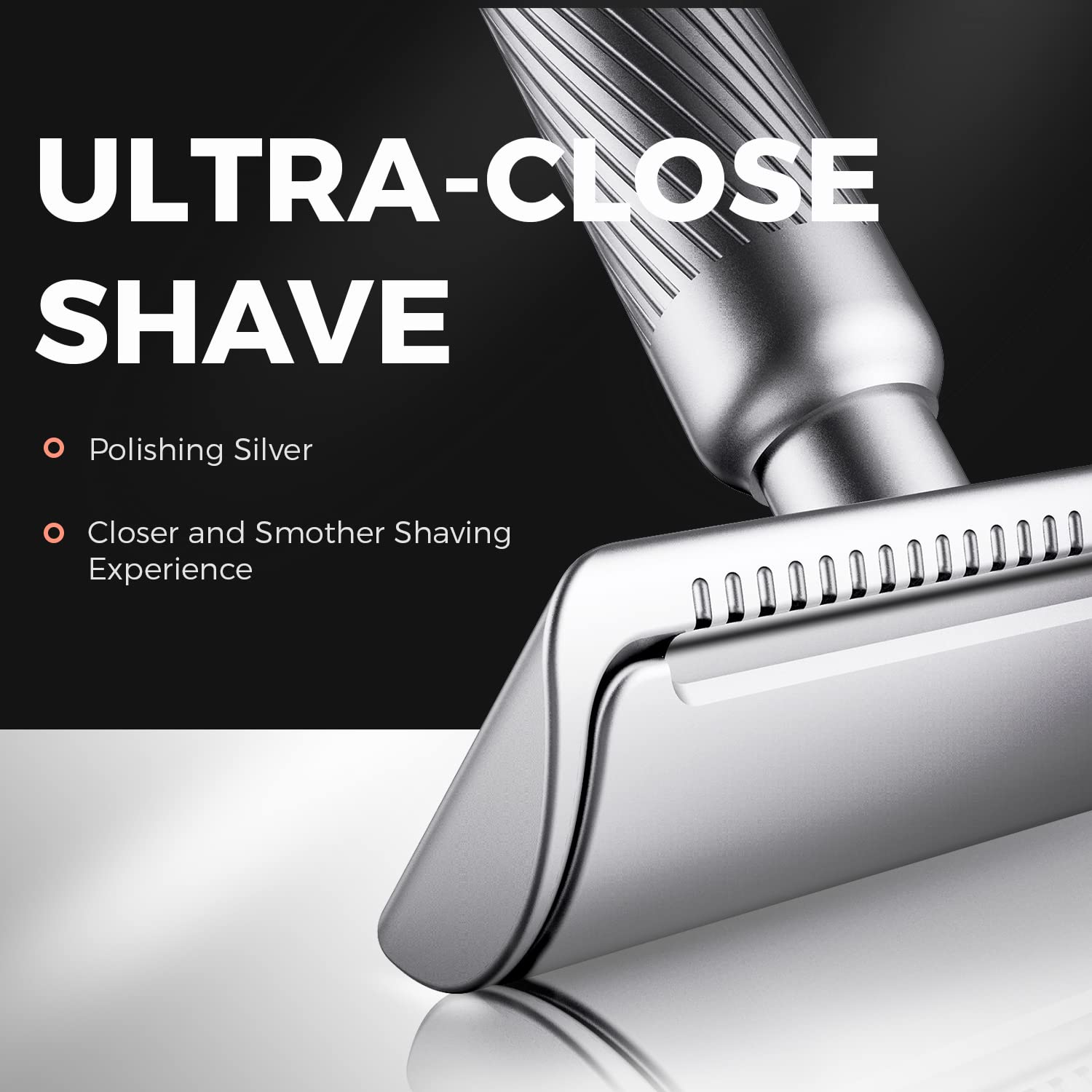 ZOMCHI Double Edge Safety Razor for Men & Women, Reusable Metal Razor with 10 Razor Blades, Single Blade Wet Shaving Razor-Noble Silver