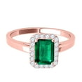 thumbnail image 2 of Aonejewelry 0.65 Ct. Ttw Emerald Shape Emerald and Diamond Ring In 10k Rose Gold, 2 of 4