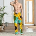 thumbnail image 5 of Uemuo Sunflowers With Green Leaves Pattern Men's Wide Leg Palazzo Lounge Pants with Pockets Light Weight Loose Comfy Casual Pajama Pants-Small, 5 of 9