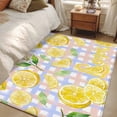 thumbnail image 4 of Watercolor Lemons Area Rugs 2.7'x5', Washable Small Throw Rugs for Kitchen Bedroom, Summer Purple Pink Buffalo Plaid Indoor Outdoor Rug Non-Slip Low Pile Carpet Runner Reversible Floor Mats, 4 of 8