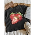 thumbnail image 1 of Girls' Fashion Strawberry Print Summer T-Shirt, Casual Crew Neck Knit Top with Applique Detail, Skinny Fit, Medium Stretch Polyester (95%) with Elastane (5%), Alphabet Pattern - Knit Fabric Weave, 1 of 7