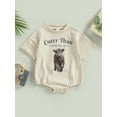thumbnail image 2 of Western Baby Boy Girl Clothes Cow Print Short Sleeve Bubble Romper Oversized T-Shirt Onesie Bodysuit Summer Clothes, 2 of 8