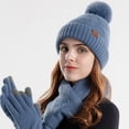 thumbnail image 4 of 1 juego de gorro, bufanda y guantes, gorro de lana de punto de tres piezas, gorro cálido para mujer, 4 of 5