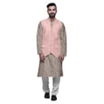 thumbnail image 1 of Atasi Printed Kurta Pajama Jacket Set Mandarin Collar Traditional Ethnic Shirt, 1 of 5